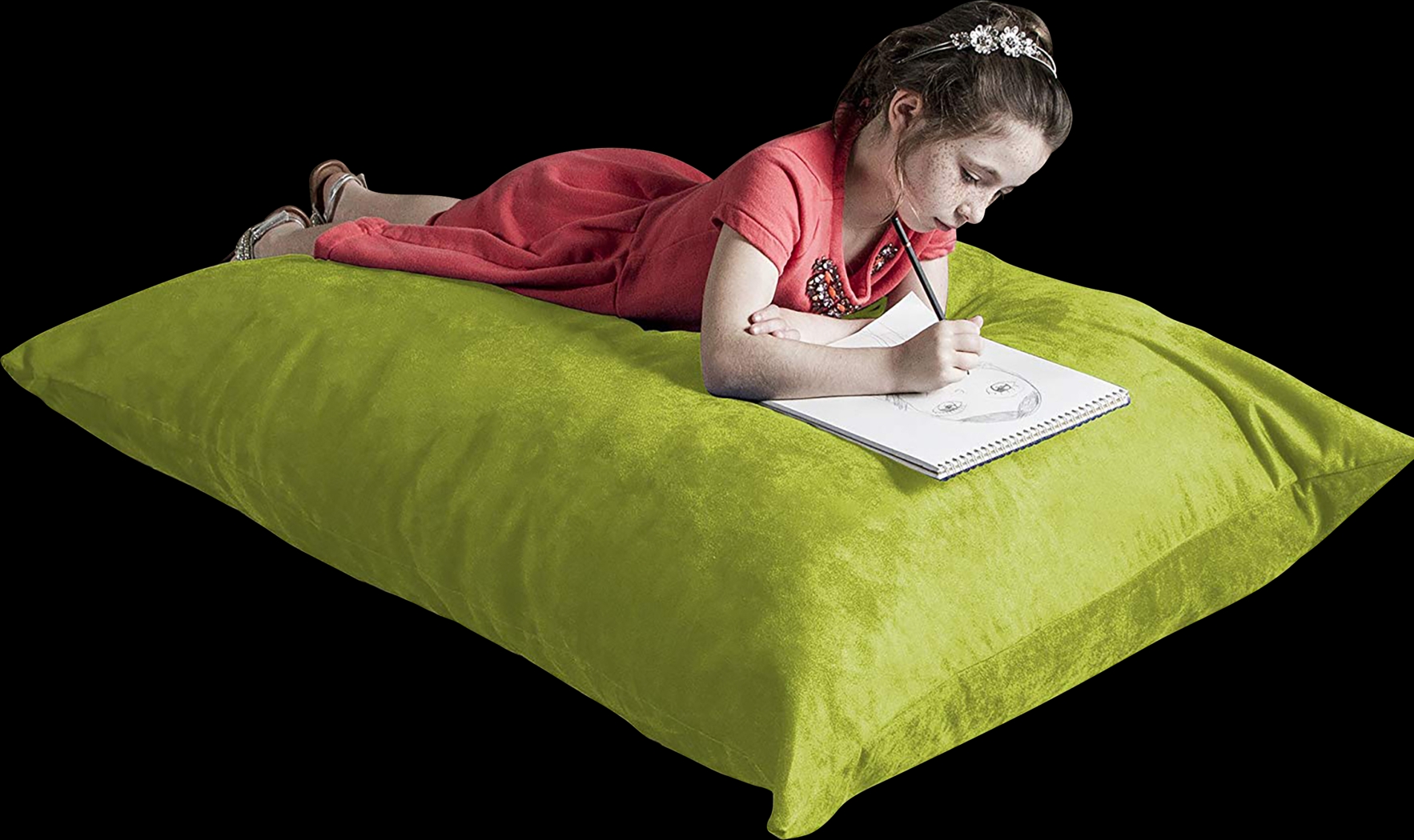 Kids Kiri Green Small Bean Bag Chair and Floor Pillow - Thumbnail - Image 1