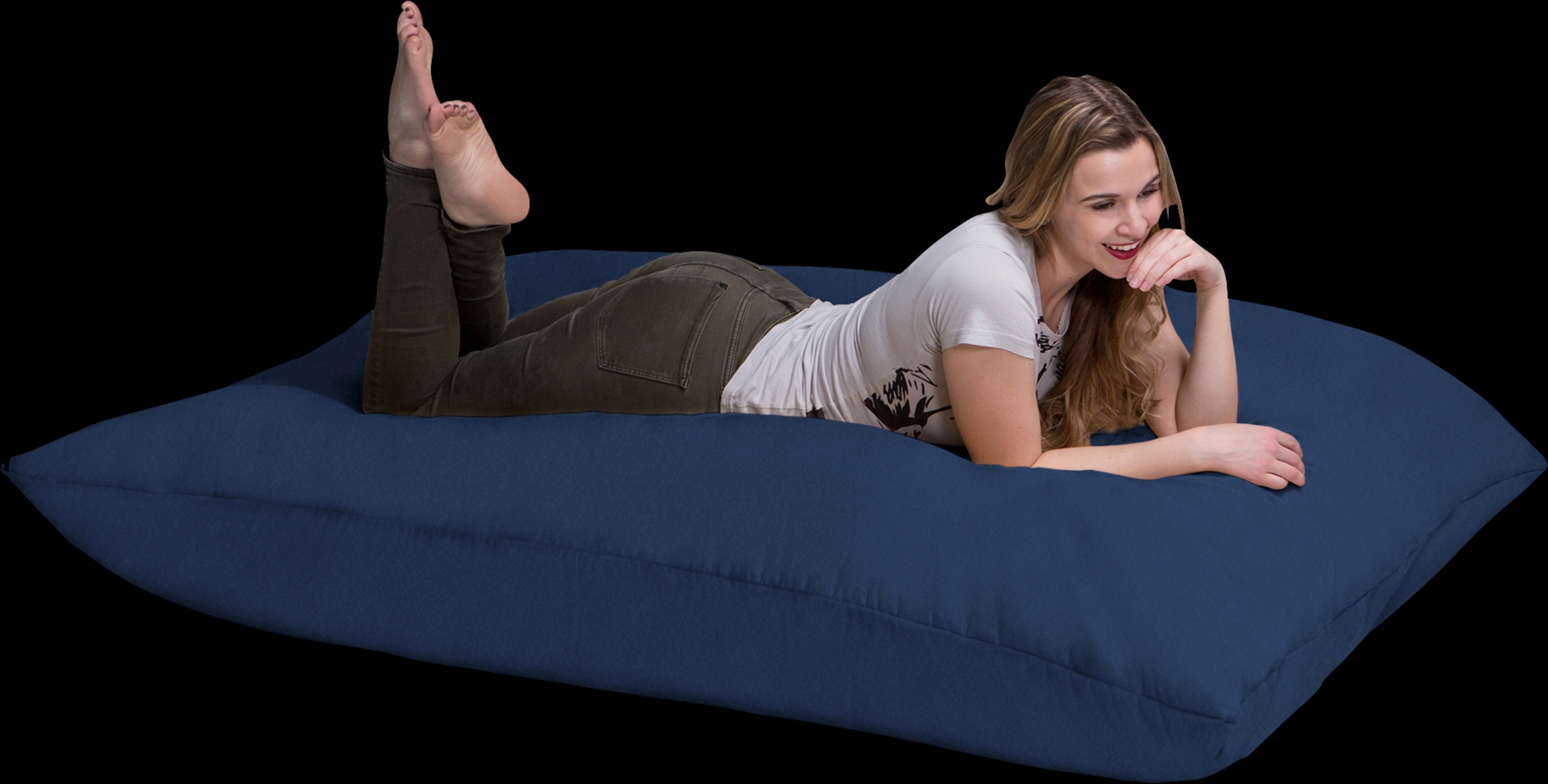 Kids Kiri Navy Large Bean Bag and Floor Pillow - Thumbnail - Image 1