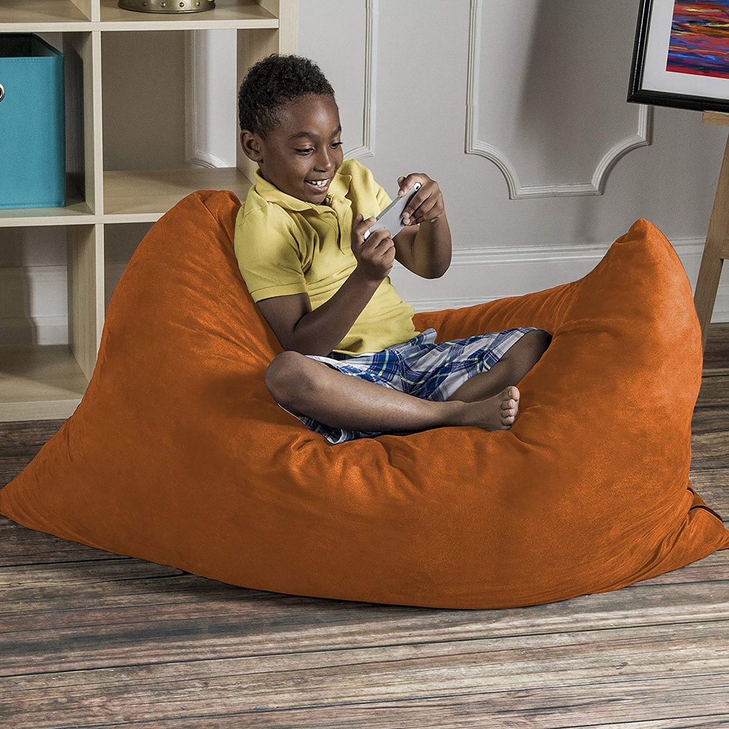 Kids Kiri Orange Small Bean Bag Chair and Floor Pillow - Thumbnail - Image 2