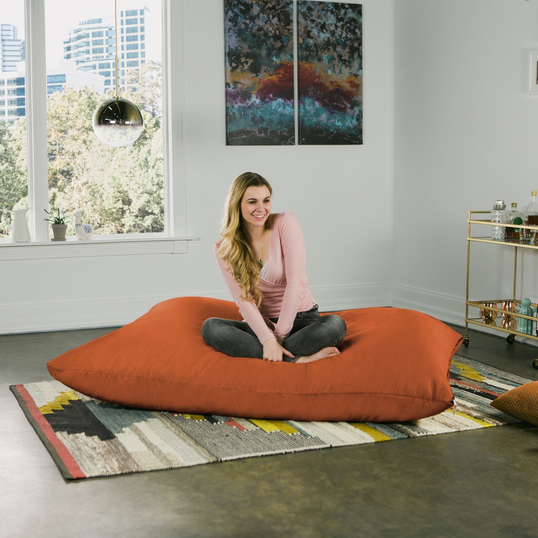 Kids Kiri Orange Large Bean Bag and Floor Pillow - Thumbnail - Image 2