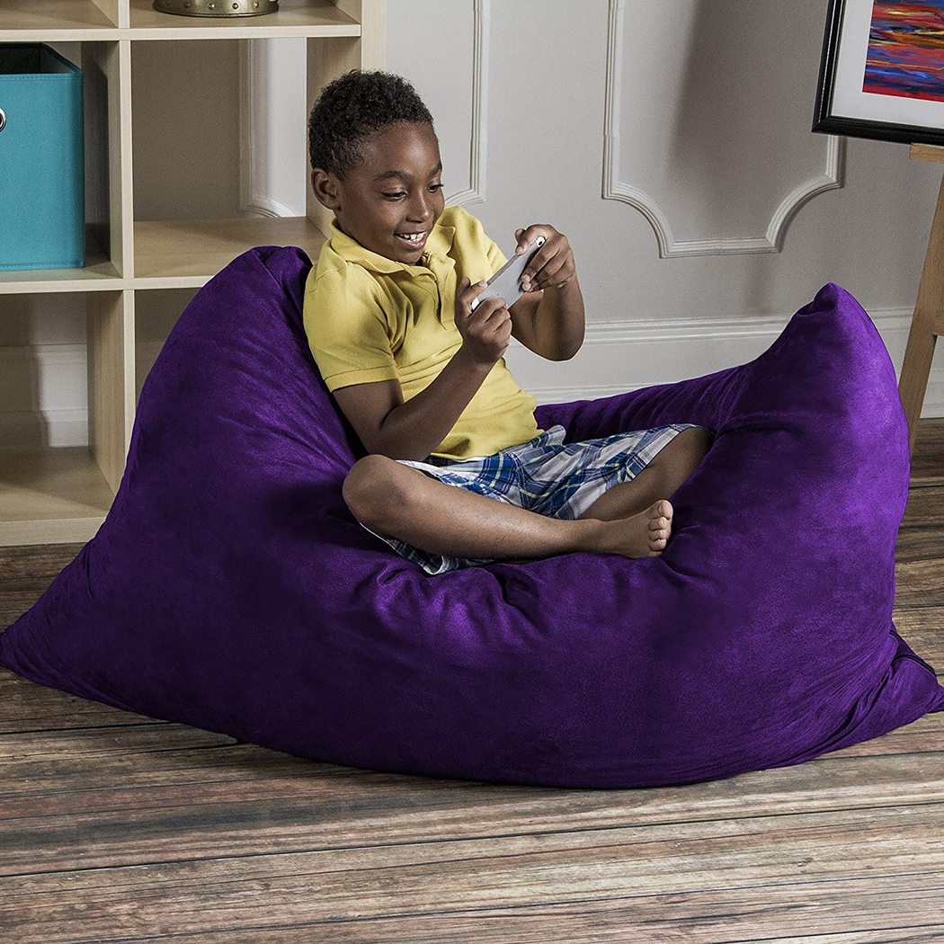 Kids Kiri Purple Small Bean Bag Chair and Floor Pillow - Thumbnail - Image 2
