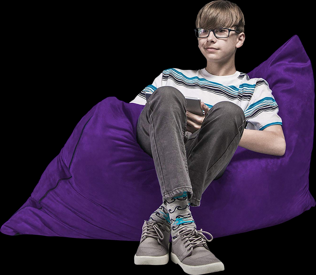 Kids Kiri Purple Small Bean Bag Chair and Floor Pillow - Thumbnail - Image 6