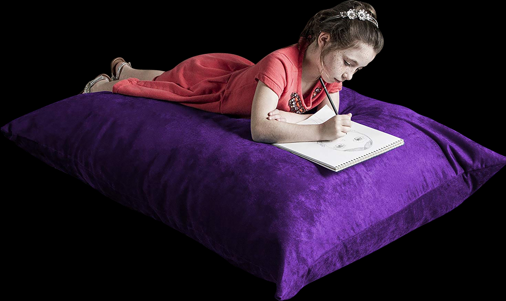 Kids Kiri Purple Small Bean Bag Chair and Floor Pillow - Thumbnail - Image 1