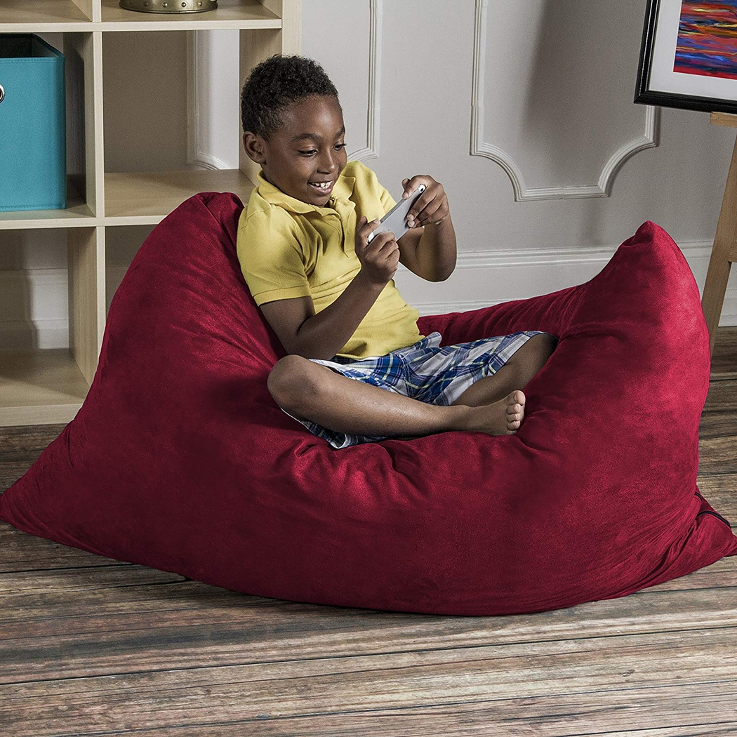 Kids Kiri Red Small Bean Bag Chair and Floor Pillow - Thumbnail - Image 2