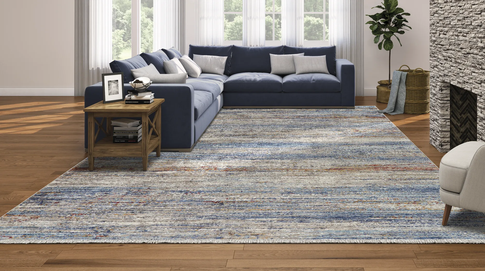 Kirkfell Denim 5'3 x 7'6 Rug - Thumbnail - Image 2