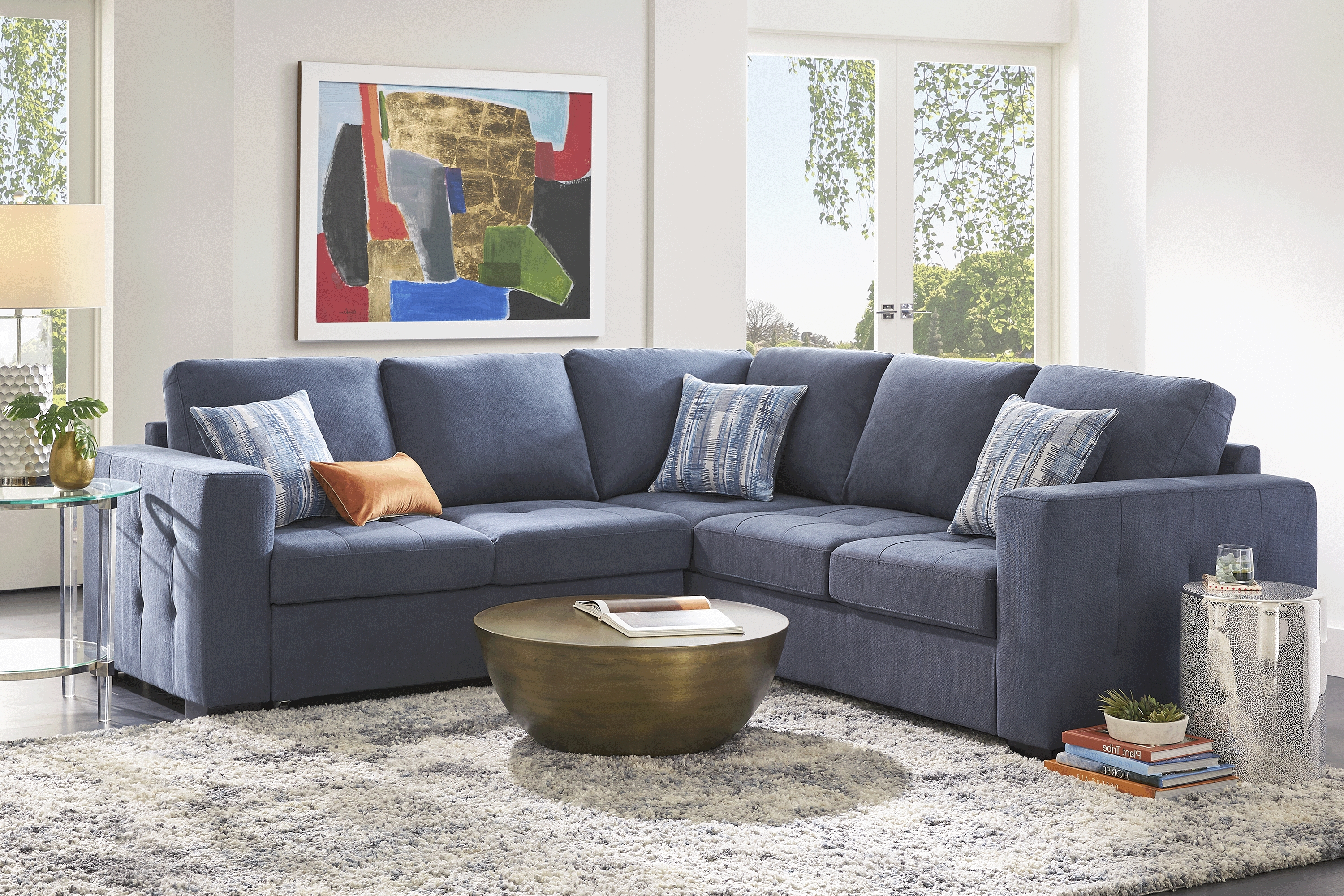 Kirkwell Blue 2 Pc Sleeper Sectional - Thumbnail - Image 2
