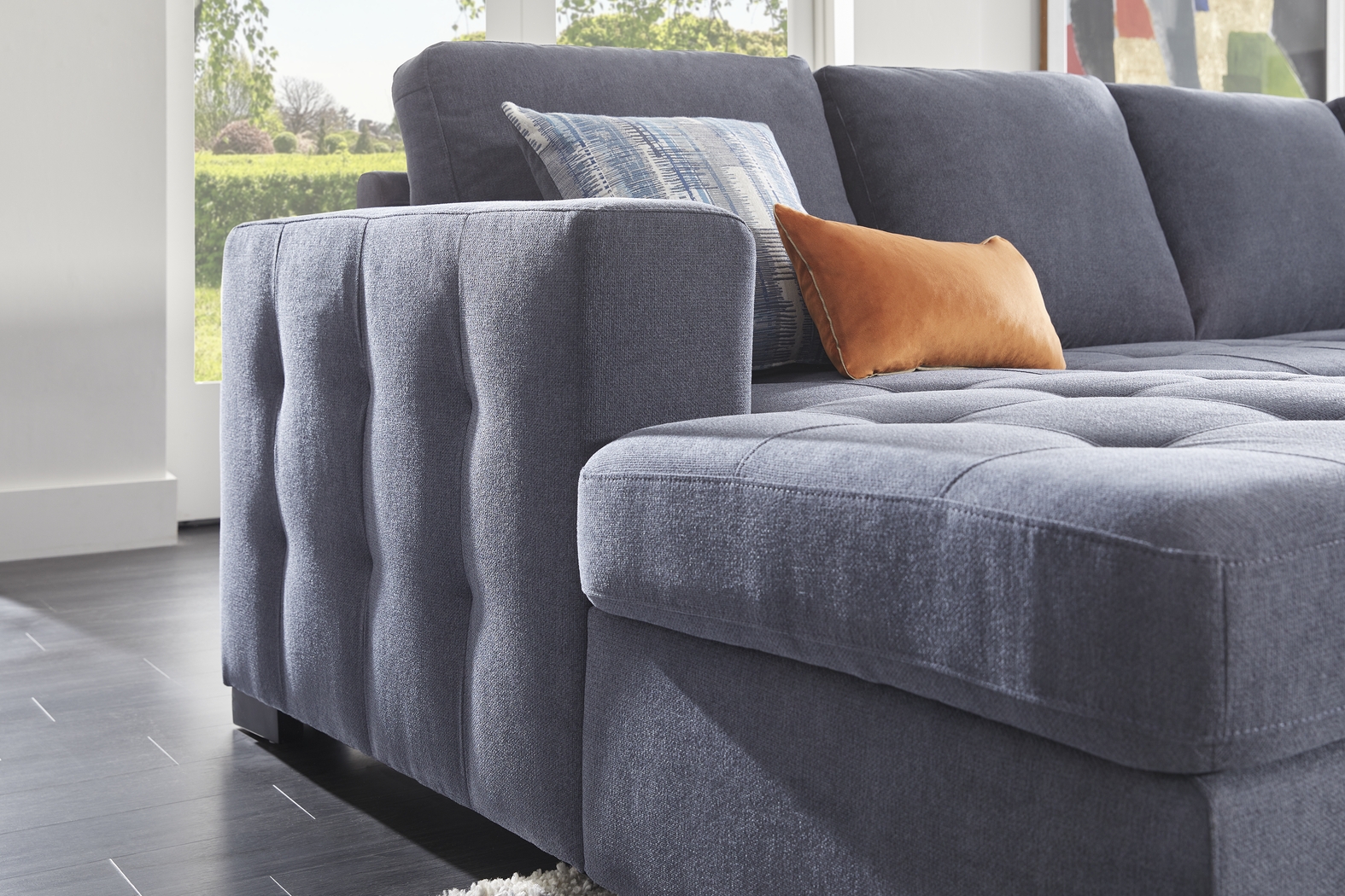 Kirkwell Blue 2 Pc Sleeper Sectional - Thumbnail - Image 4