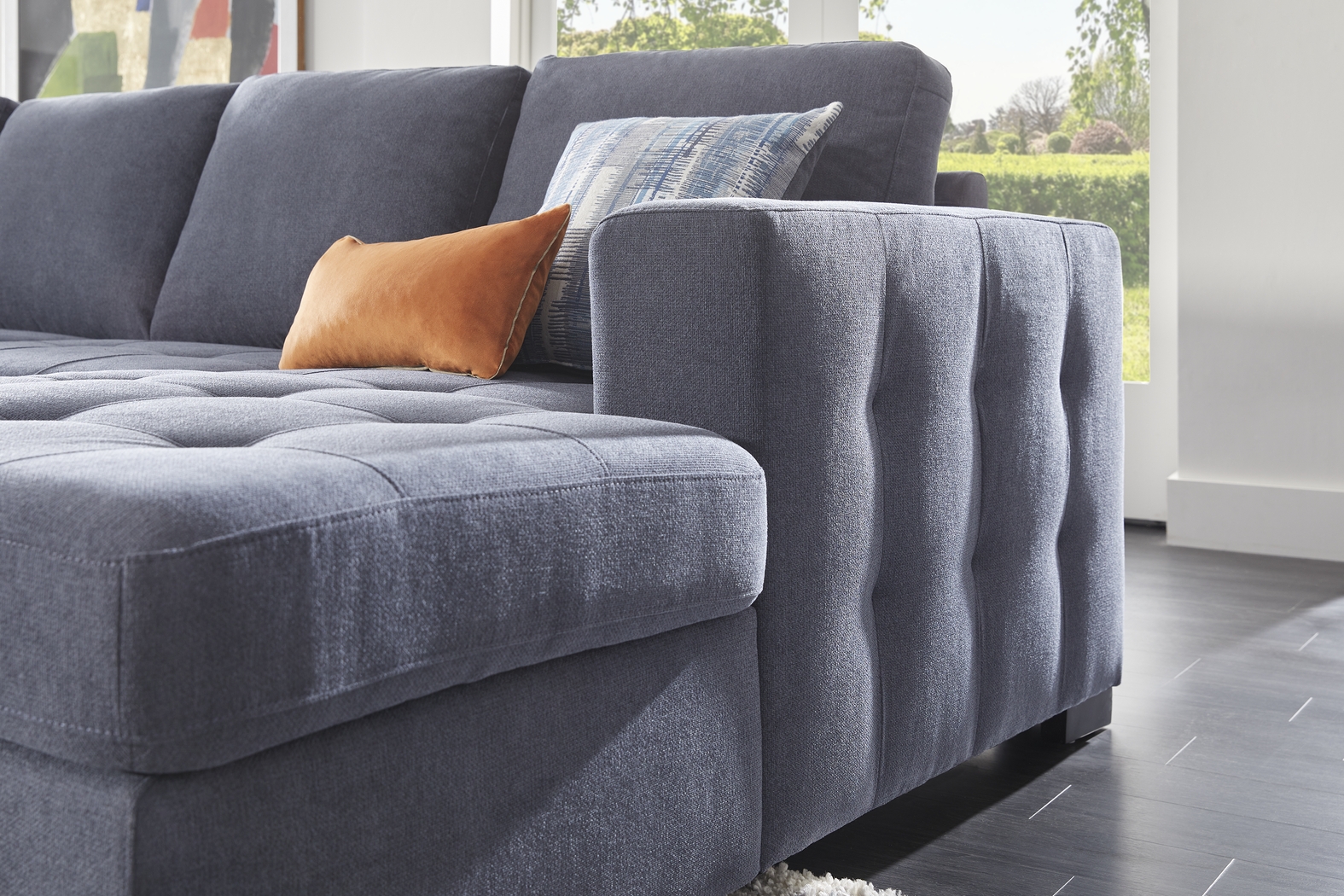 Kirkwell Blue 3 Pc Sleeper Sectional - Thumbnail - Image 3