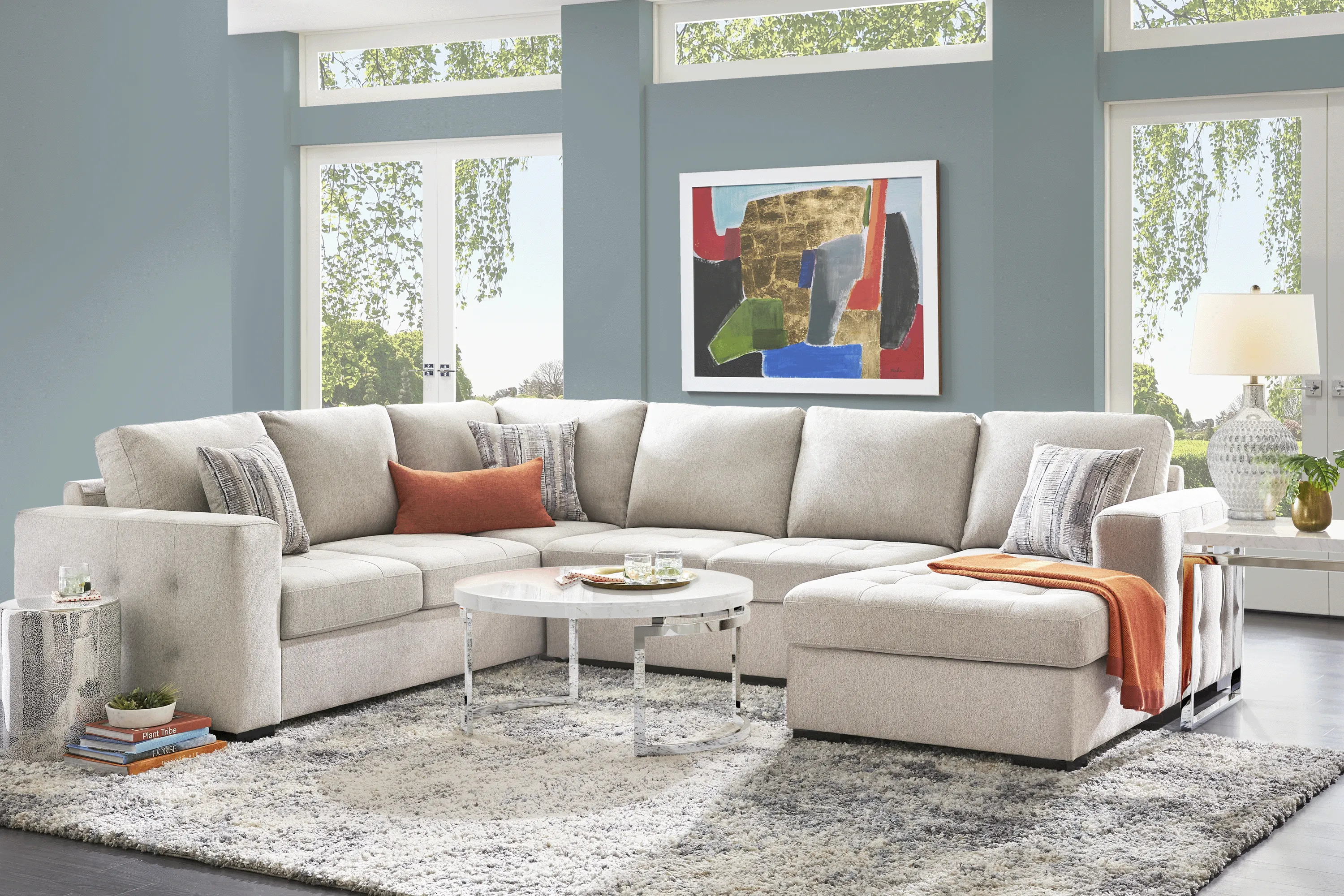 Kirkwell Gray 6 Pc Sleeper Sectional Living Room - Thumbnail - Image 1