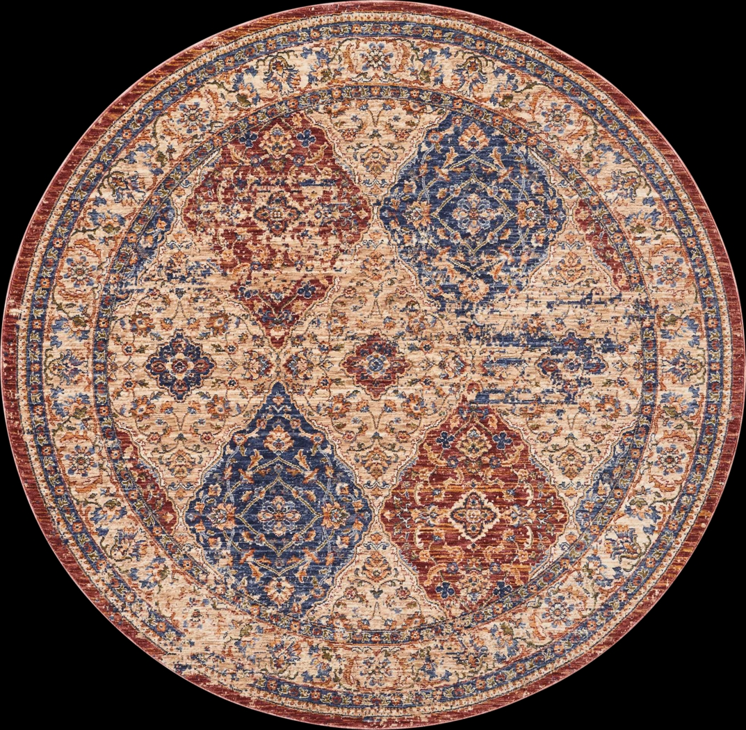 Kirman Cream 5' Round Rug - Thumbnail - Image 1