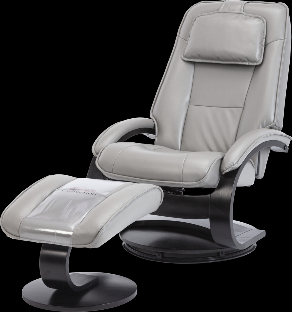 Klahowya Light Gray Recliner and Ottoman - Thumbnail - Image 4