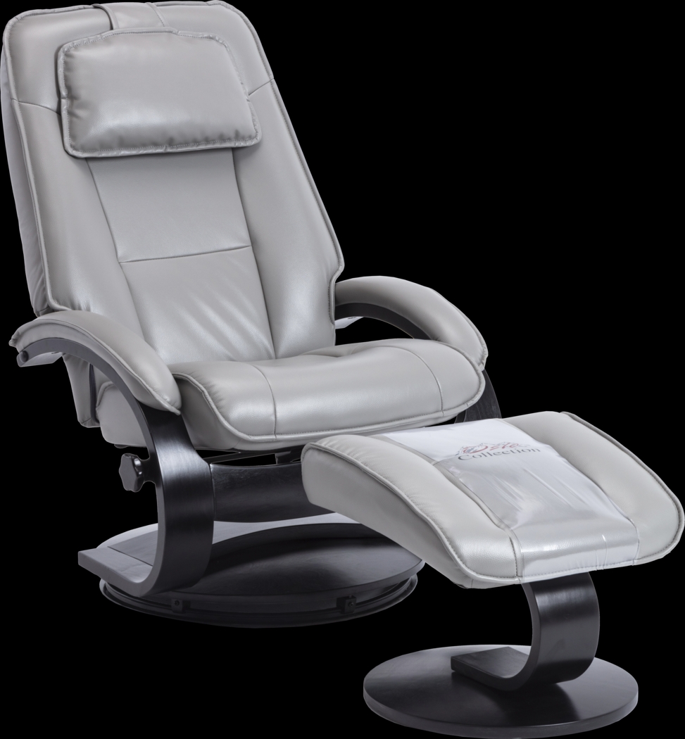 Klahowya Light Gray Recliner and Ottoman - Thumbnail - Image 1