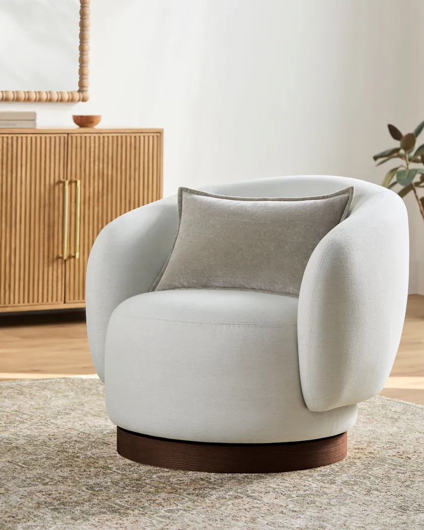 Klia I White Swivel Accent Chair - Thumbnail - Image 2
