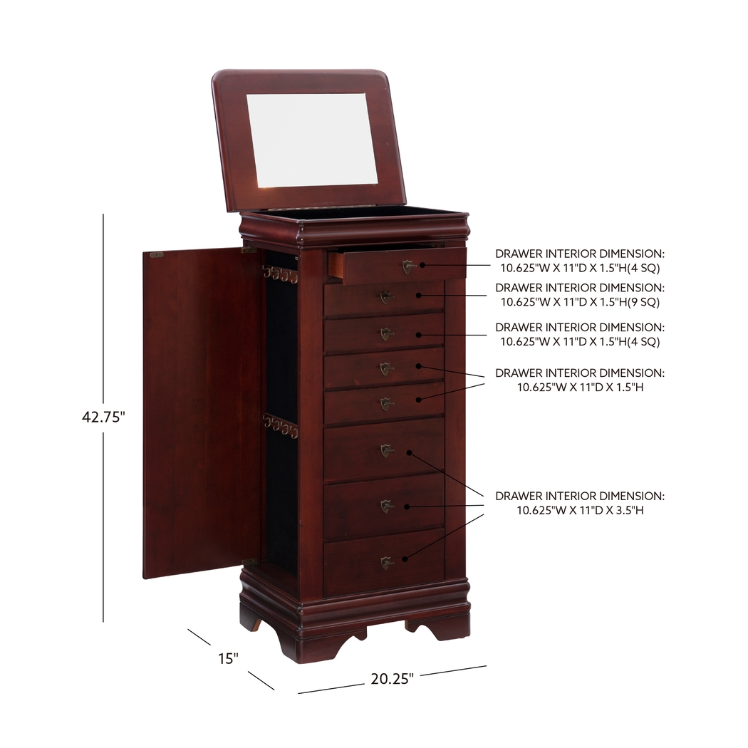 Klingle Cherry Jewelry Armoire - Thumbnail - Image 17