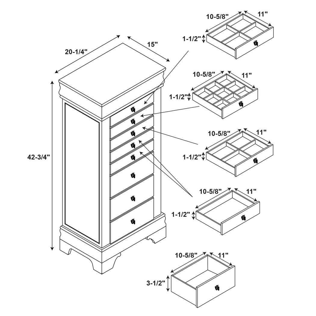 Klingle Cherry Jewelry Armoire - Thumbnail - Image 18