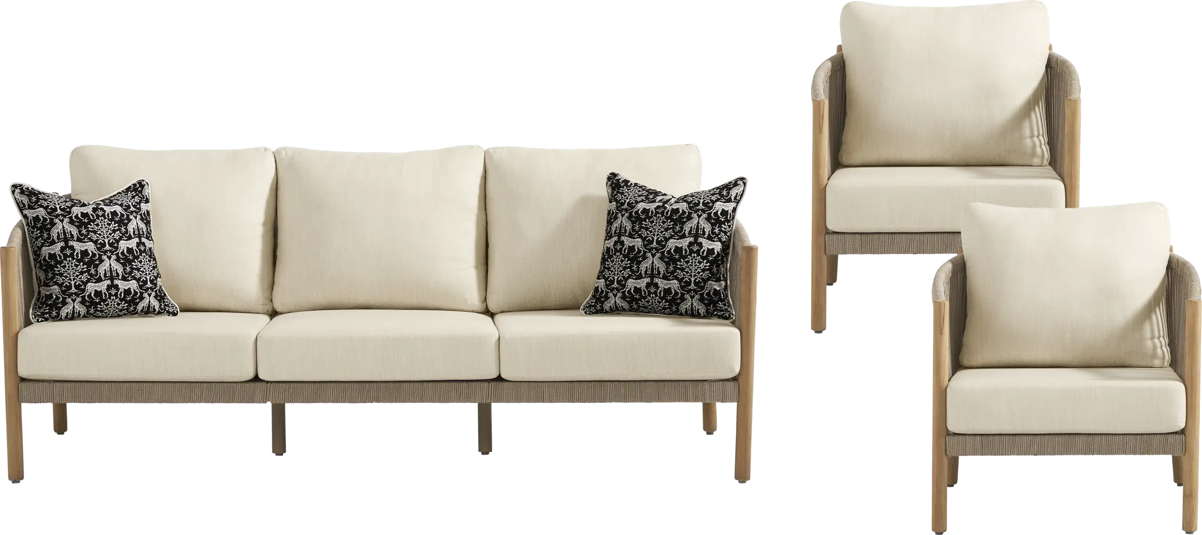 Koda Beige 3 Pc Outdoor Seating Set - Thumbnail - Image 1