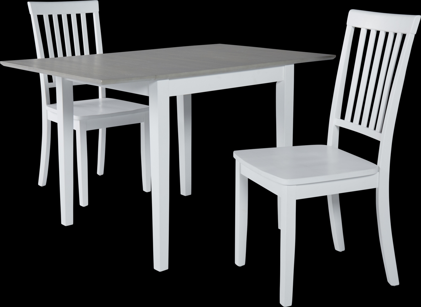 Koluder White Drop Leaf Dining Table w/ 2 Dining Chairs - Thumbnail - Image 1