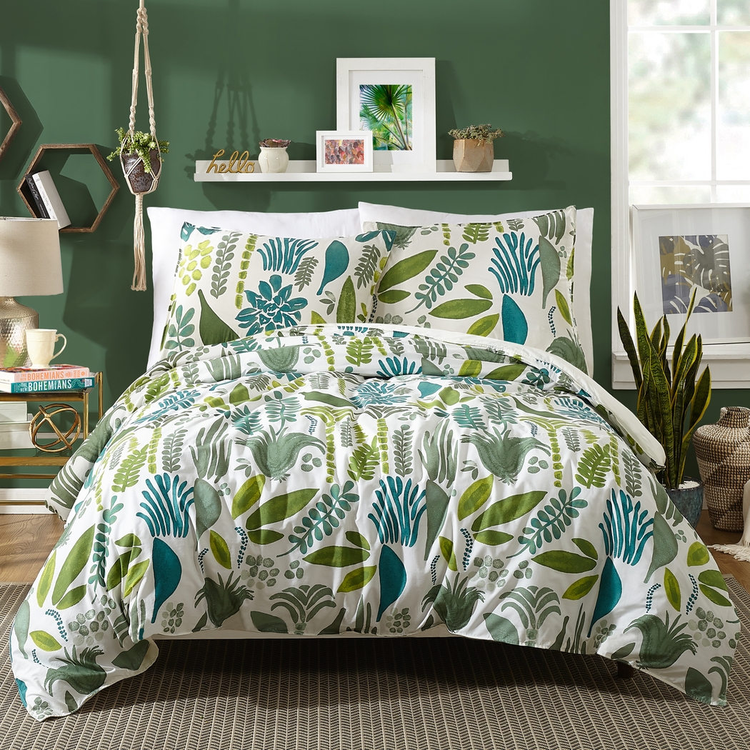 Kostner Green Queen 3 Pc Duvet Set - Thumbnail - Image 1