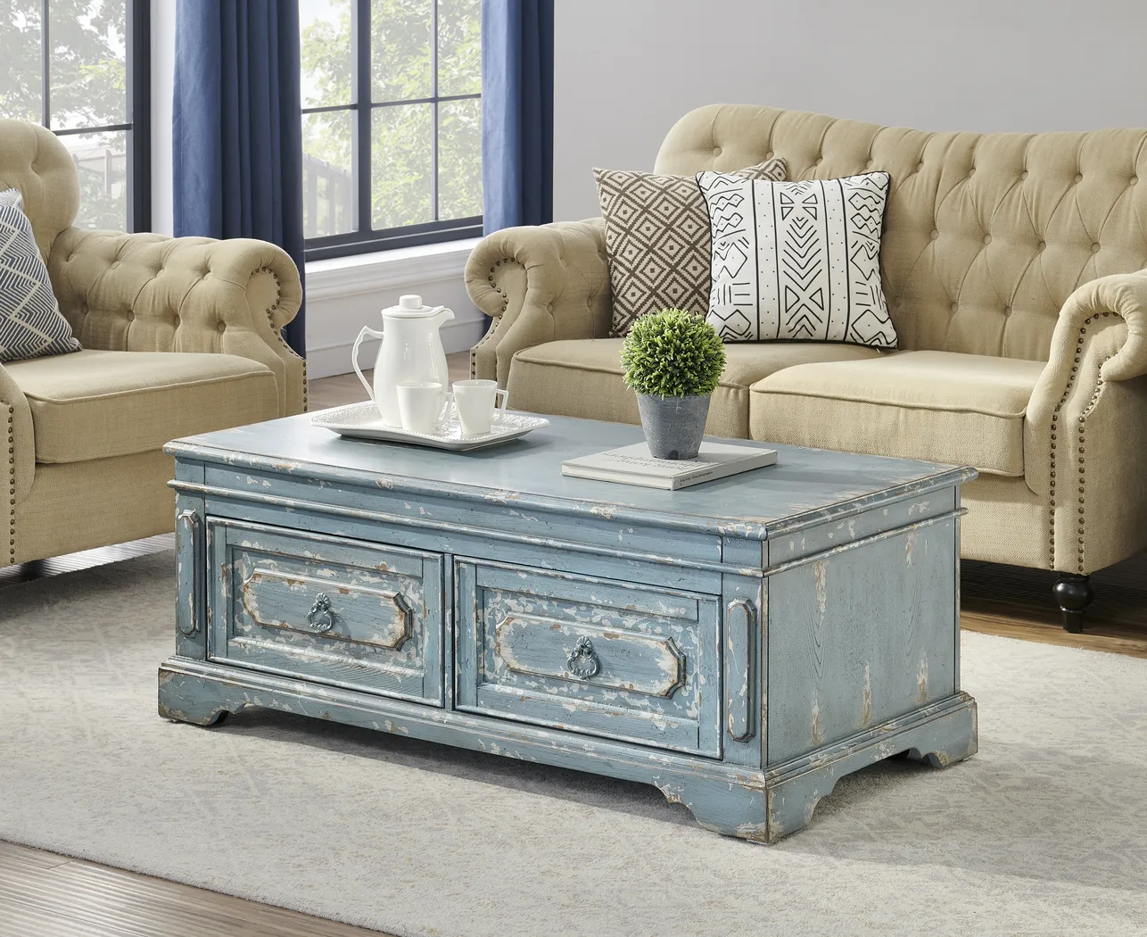 Kraddle Blue Cocktail Table - Thumbnail - Image 8