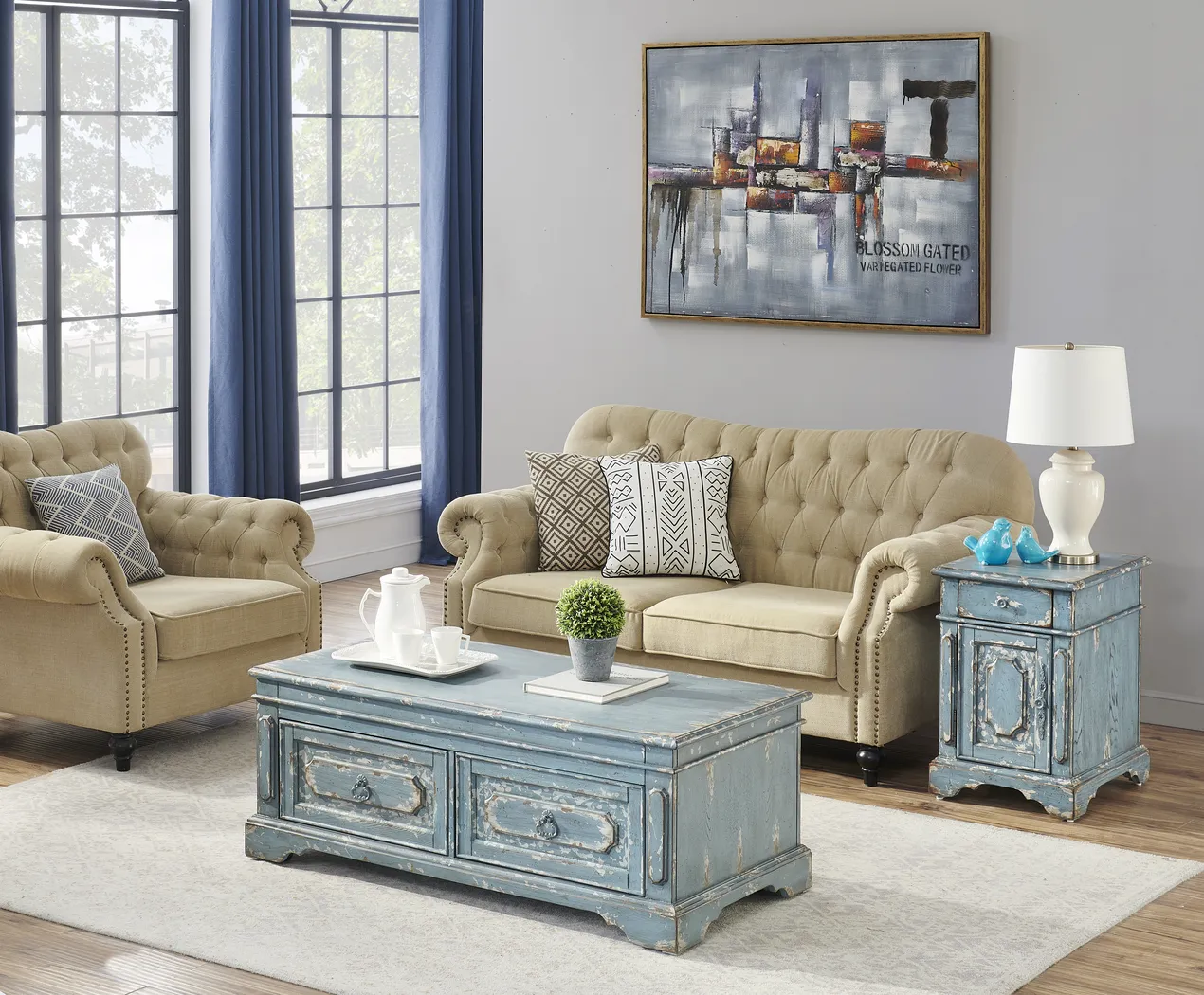 Kraddle Blue Cocktail Table - Thumbnail - Image 10
