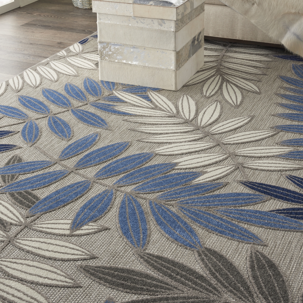 Krisiel Gray/Blue 7'10 x 10'6 Indoor/Outdoor Rug - Thumbnail - Image 5