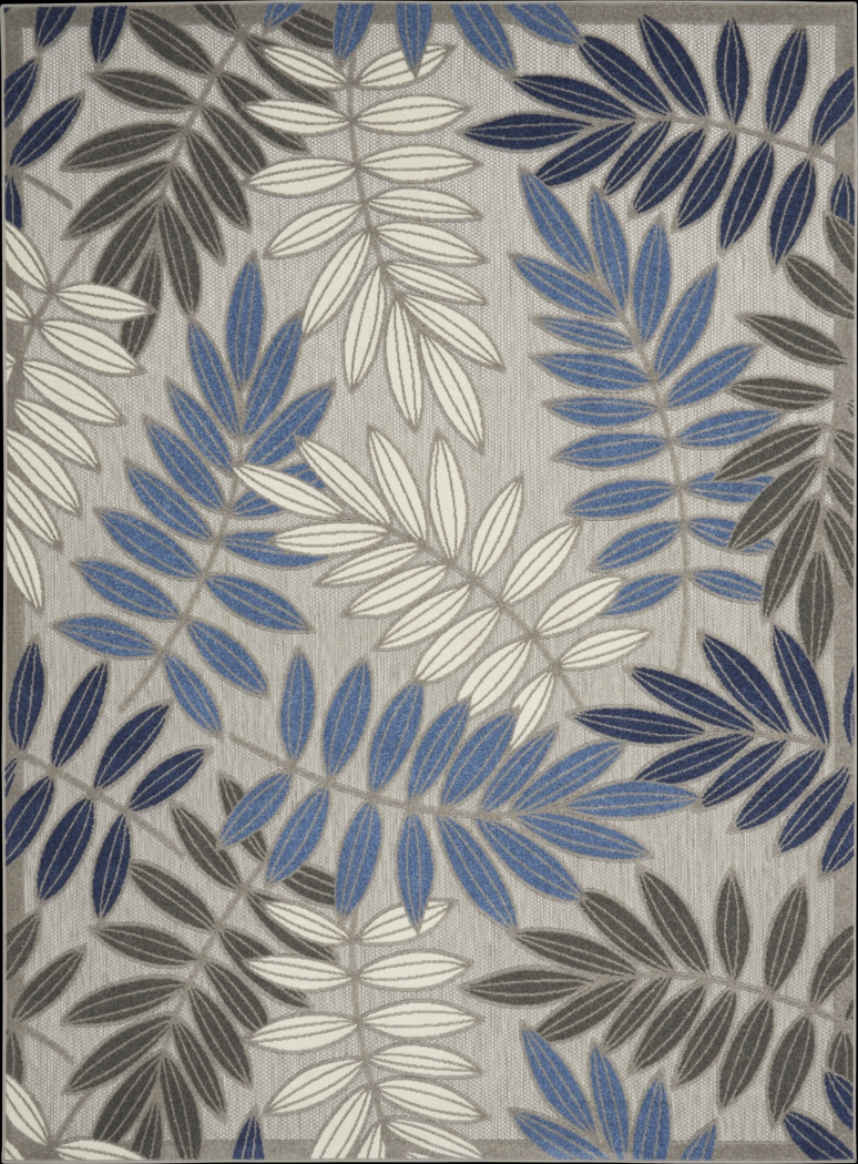 Krisiel Gray/Blue 7'10 x 10'6 Indoor/Outdoor Rug - Thumbnail - Image 1