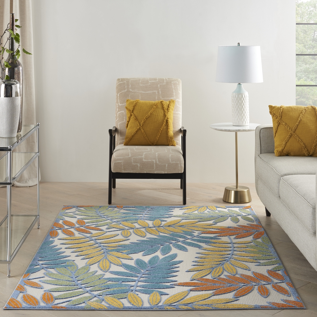 Krisiel Ivory/Multi 5'3 x 7'5 Indoor/Outdoor Rug - Thumbnail - Image 3