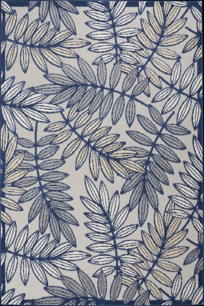 Krisiel Ivory/Navy 5'3 x 7'5 Indoor/Outdoor Rug - Thumbnail - Image 1