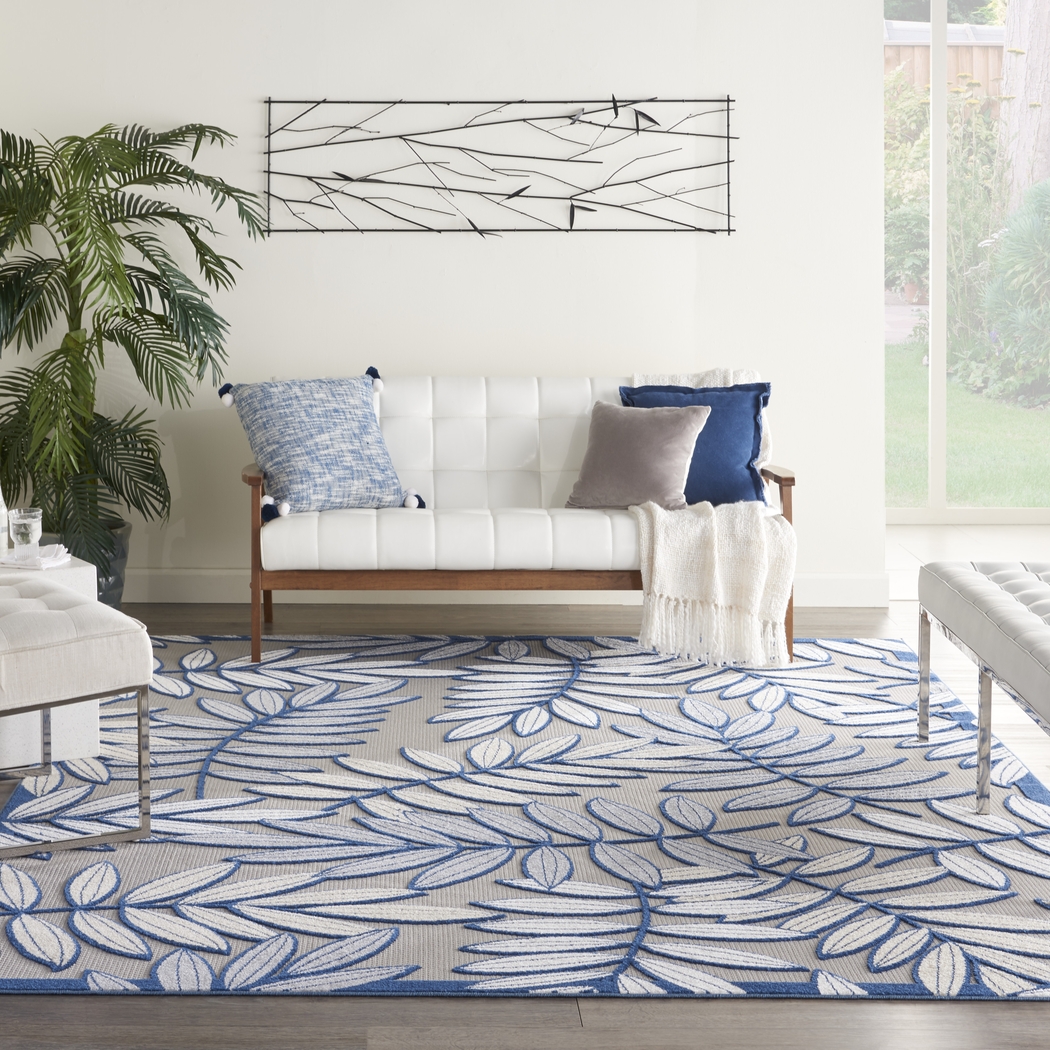 Krisiel Ivory/Navy 7'10 x 10'6 Indoor/Outdoor Rug - Thumbnail - Image 3