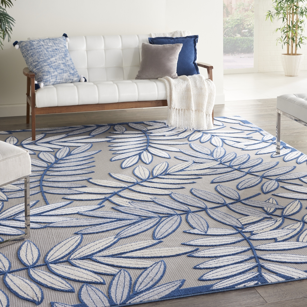 Krisiel Ivory/Navy 7'10 x 10'6 Indoor/Outdoor Rug - Thumbnail - Image 4