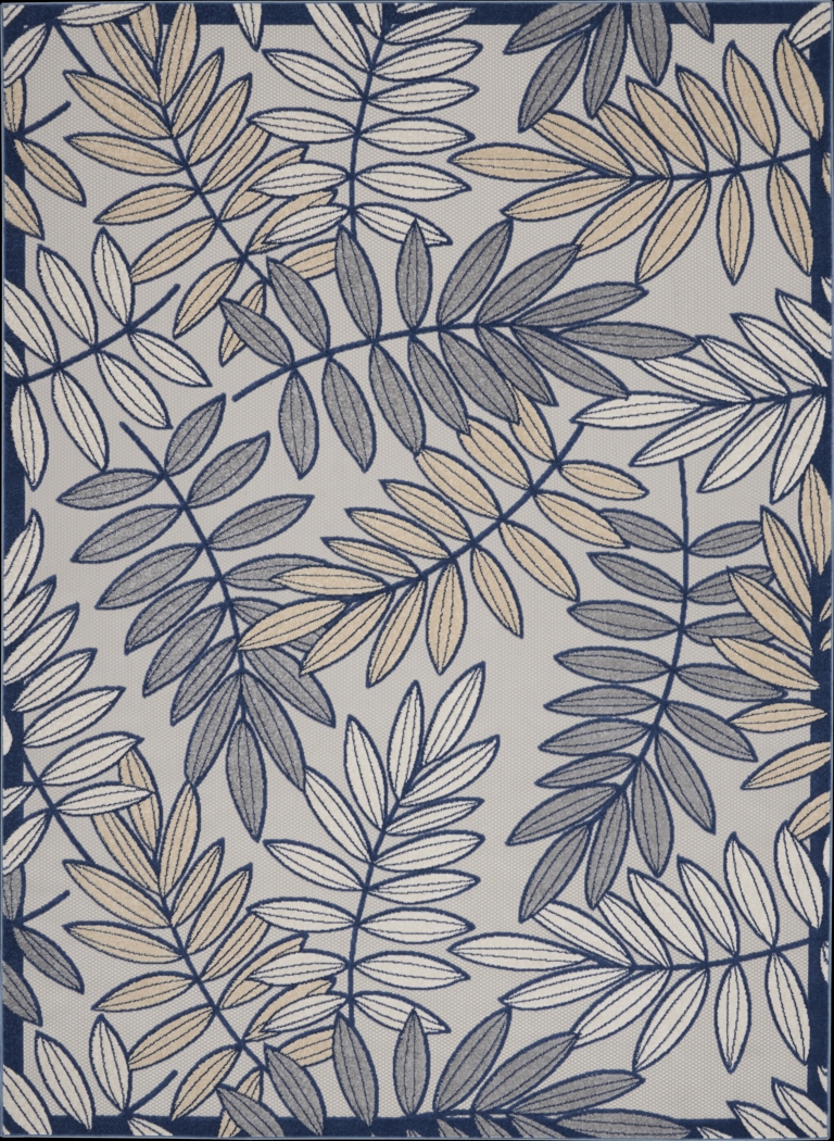 Krisiel Ivory/Navy 7'10 x 10'6 Indoor/Outdoor Rug - Thumbnail - Image 1