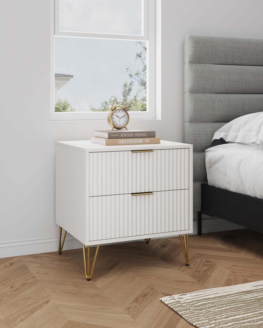 Kroc III White Nightstand - Thumbnail - Image 2