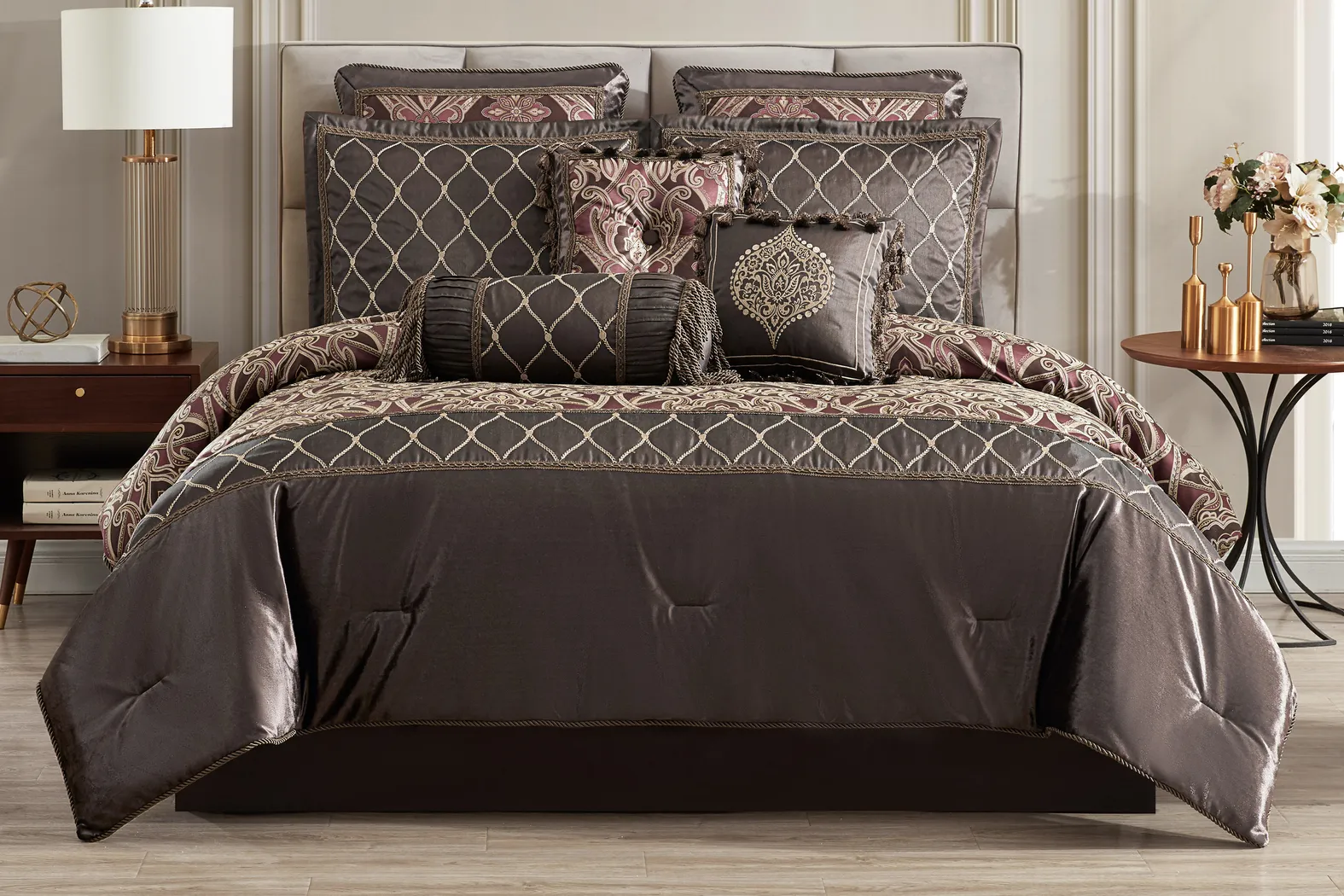 Krohn Espresso 9 Pc Queen Comforter Set - Thumbnail - Image 2