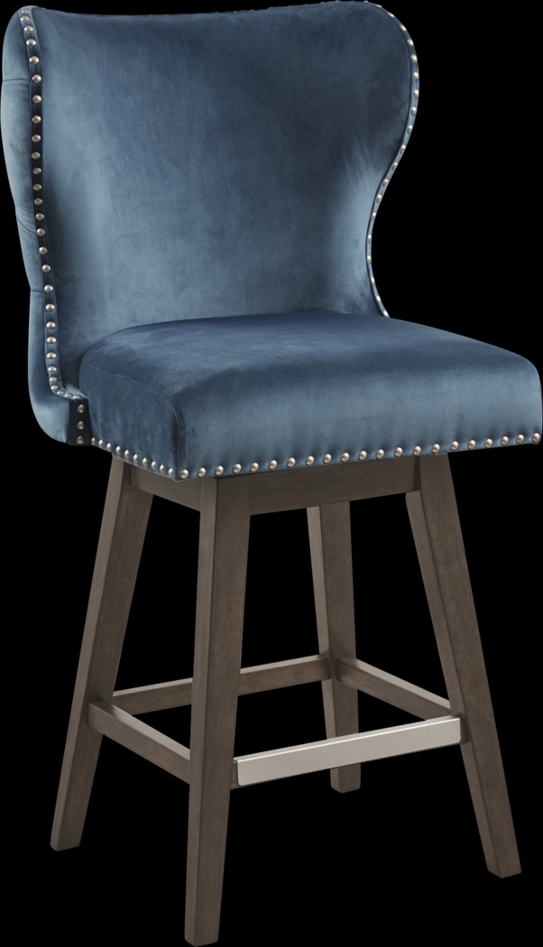 Krollton Blue Swivel Counter Height Stool - Thumbnail - Image 1