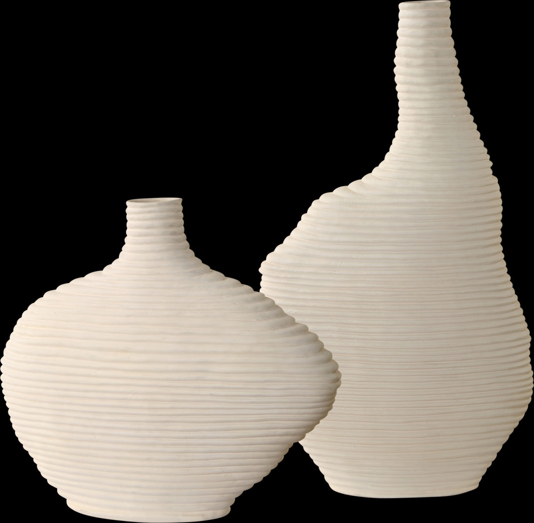 Kru White Vases, Set of 2 - Thumbnail - Image 1