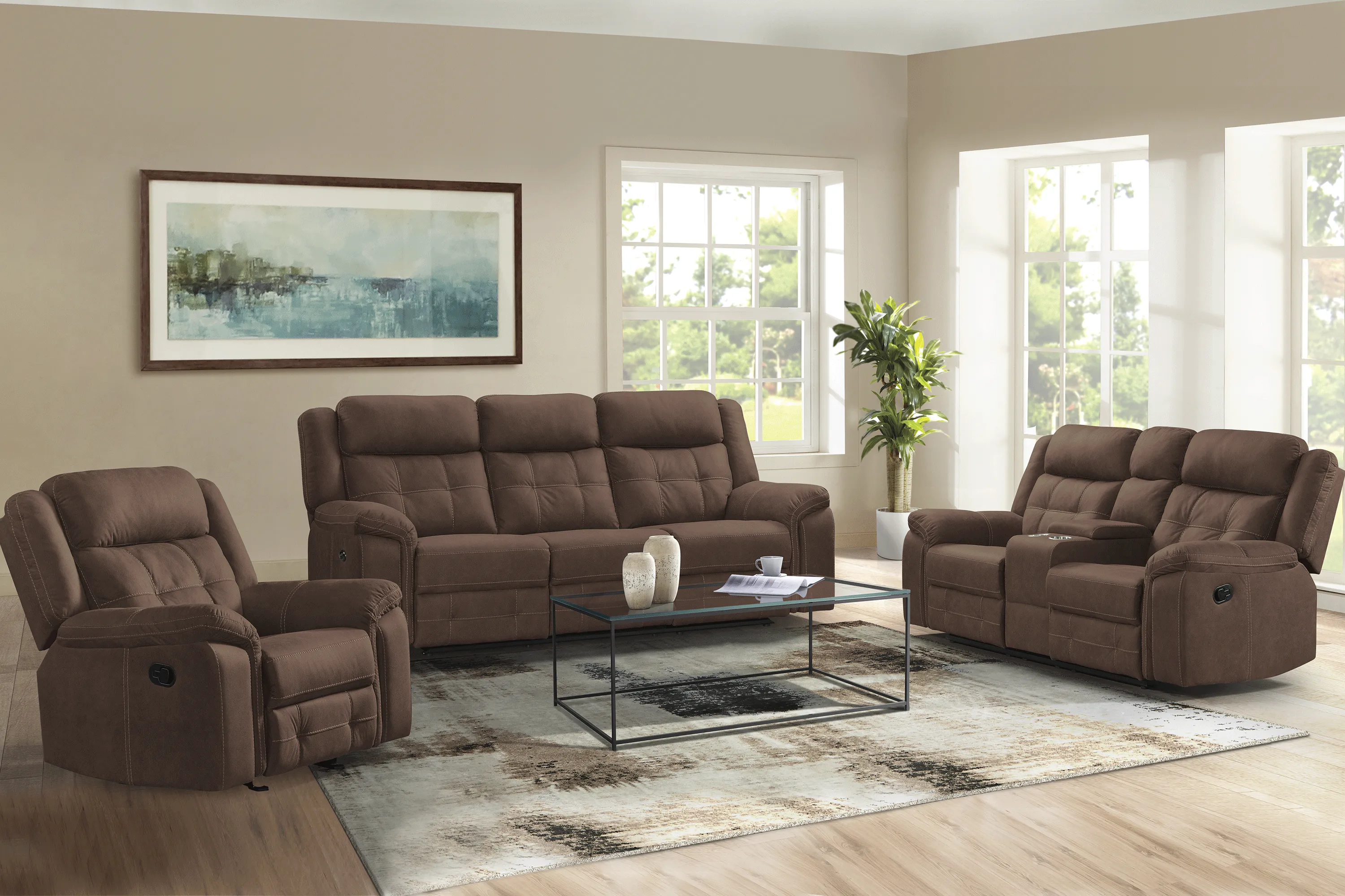 Kusel Brown Reclining Sofa - Thumbnail - Image 2