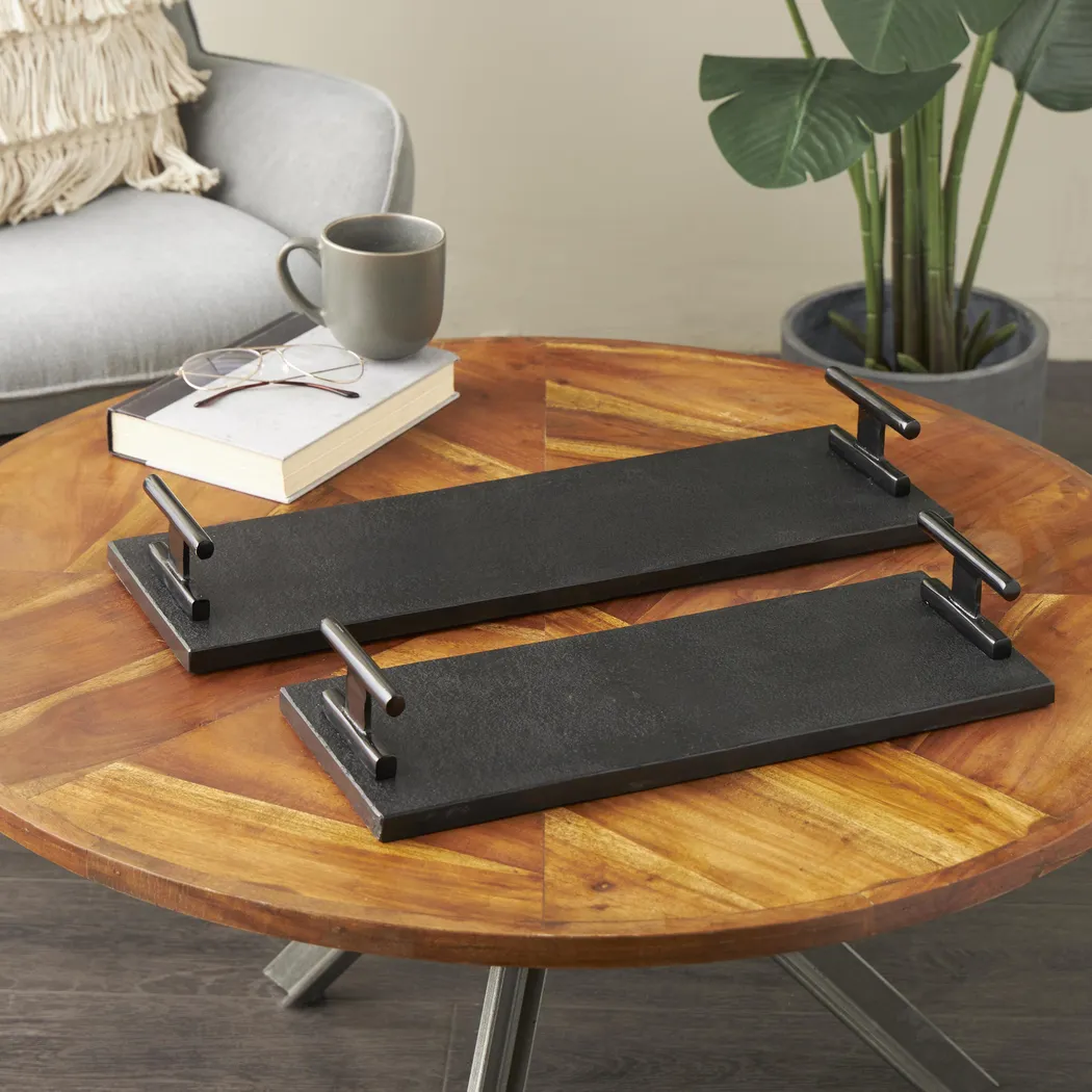 Kusra Black Tray, Set of 2 - Thumbnail - Image 2