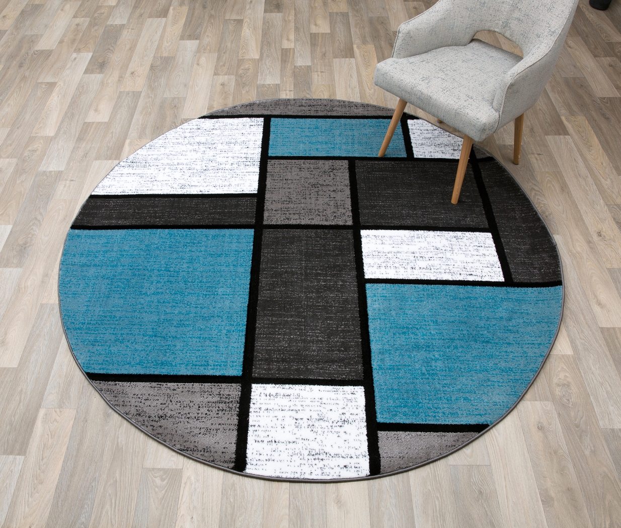 Kylan Blue 6'6 Round Rug - Thumbnail - Image 2