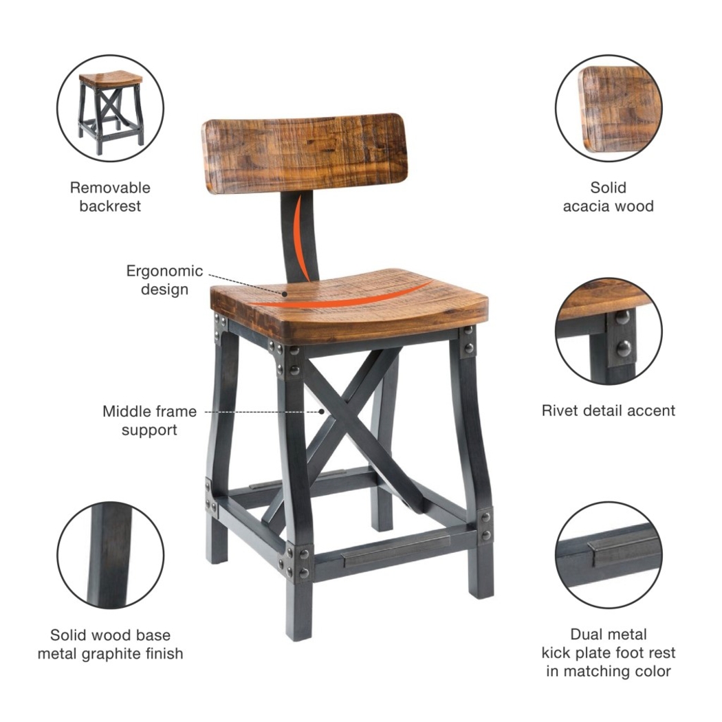 Kylman Brown Counter Height Stool - Thumbnail - Image 4