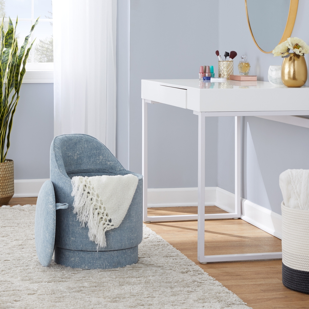 Kylman II Blue Vanity Stool - Thumbnail - Image 2