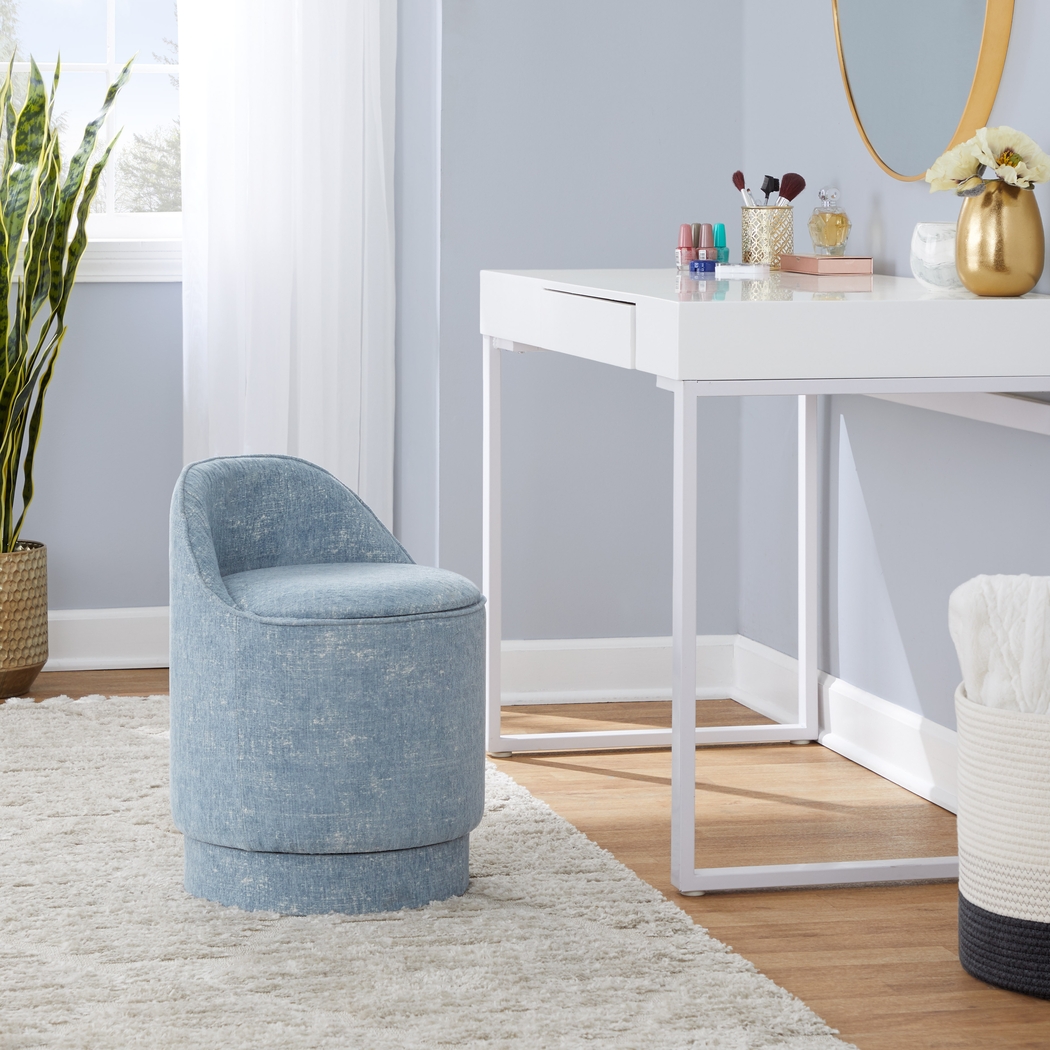 Kylman II Blue Vanity Stool - Thumbnail - Image 3