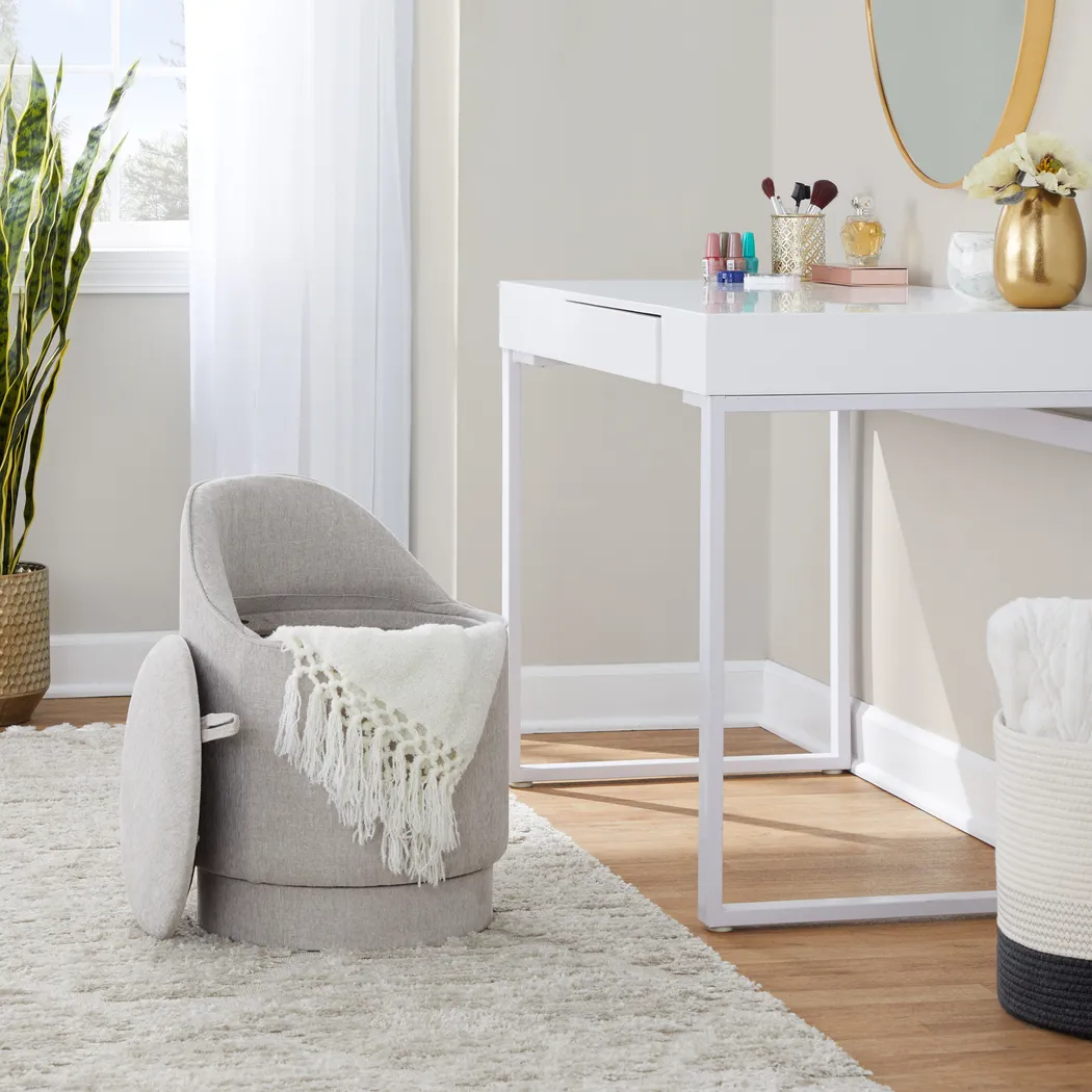 Kylman II Gray Vanity Stool - Thumbnail - Image 2