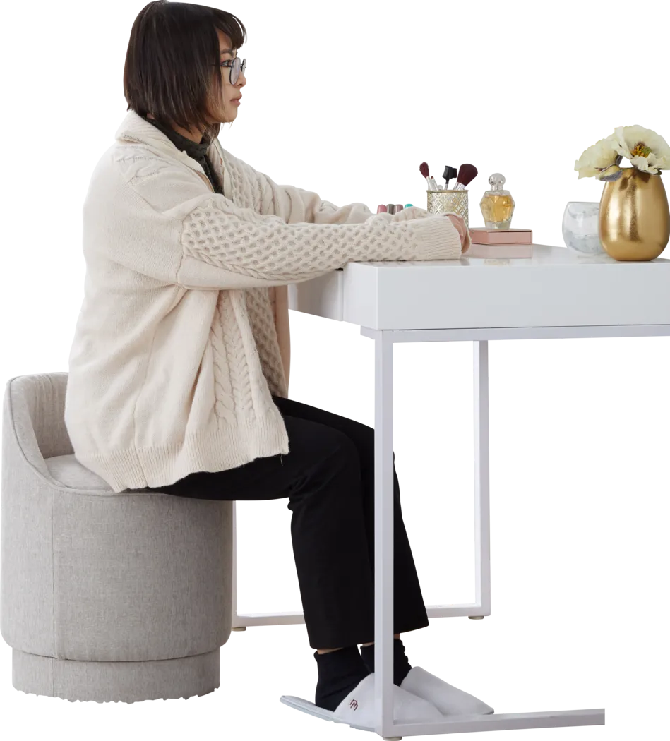 Kylman II Gray Vanity Stool - Thumbnail - Image 12