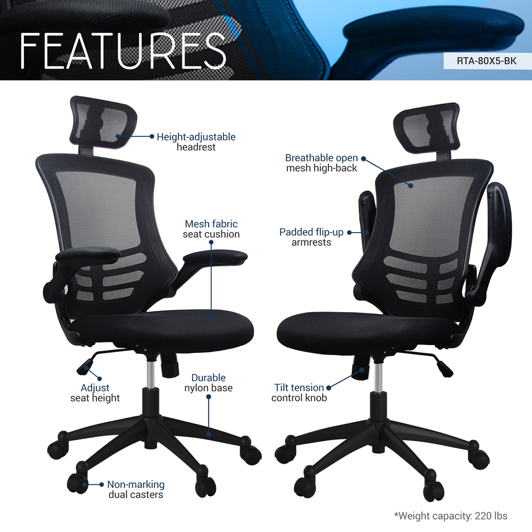 Kyman Black Office Chair - Thumbnail - Image 4