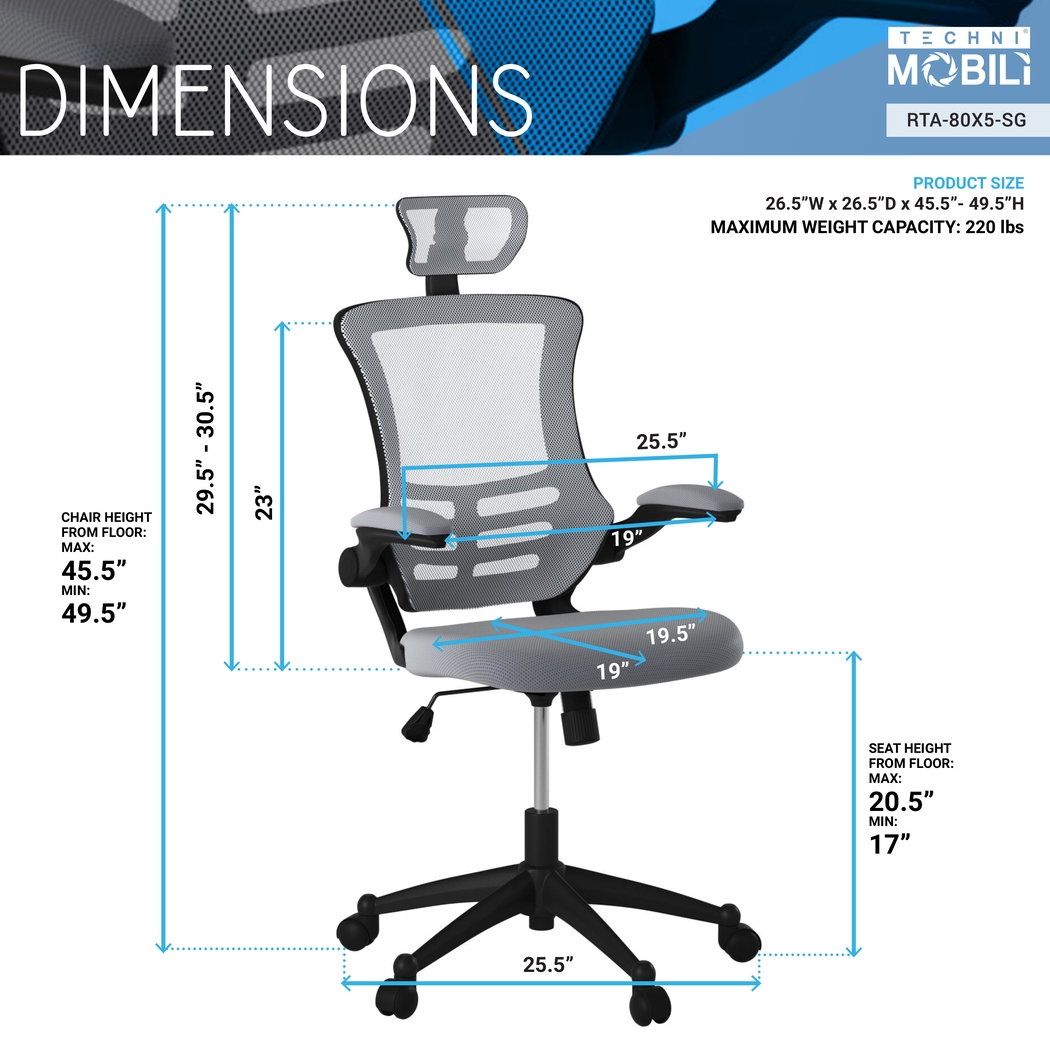 Kyman Gray Office Chair - Thumbnail - Image 5