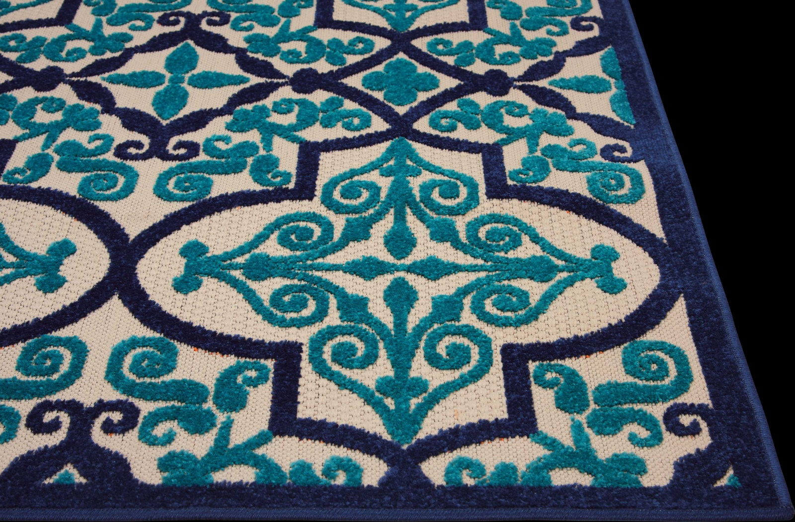 Kyrah Navy 5' x 8' Indoor/Outdoor Rug - Thumbnail - Image 3