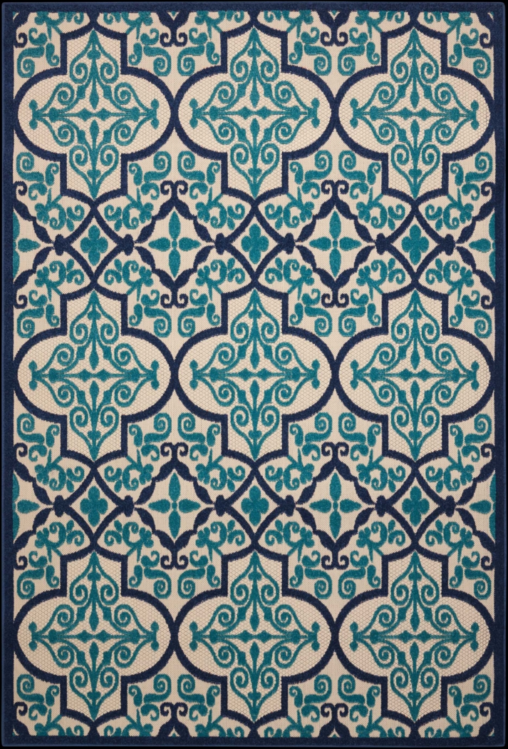 Kyrah Navy 5' x 8' Indoor/Outdoor Rug - Thumbnail - Image 1