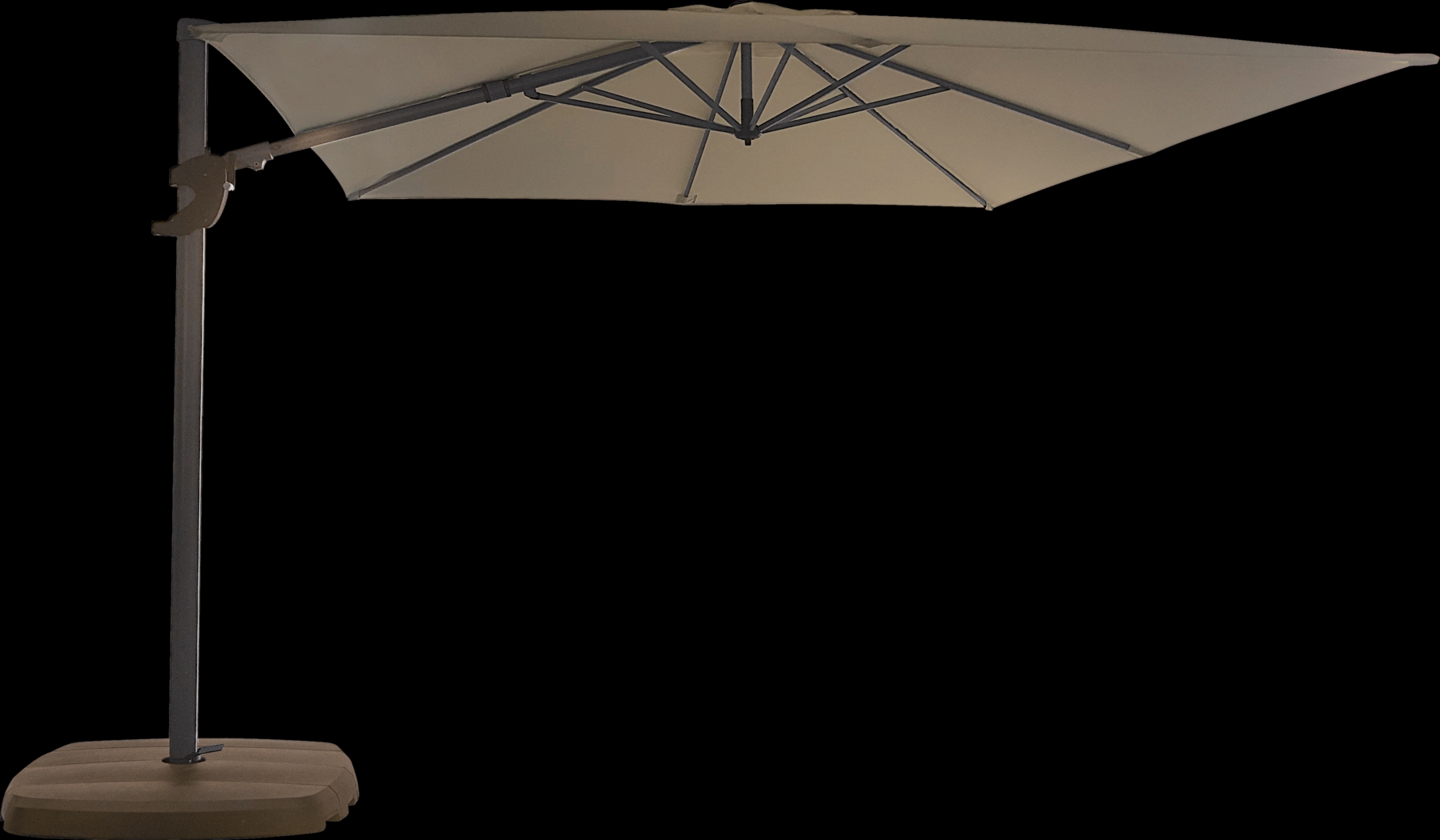 La Mesa Cove 10' Square Heather Beige Outdoor Cantilever Umbrella with Base and Stand - Thumbnail - Image 1