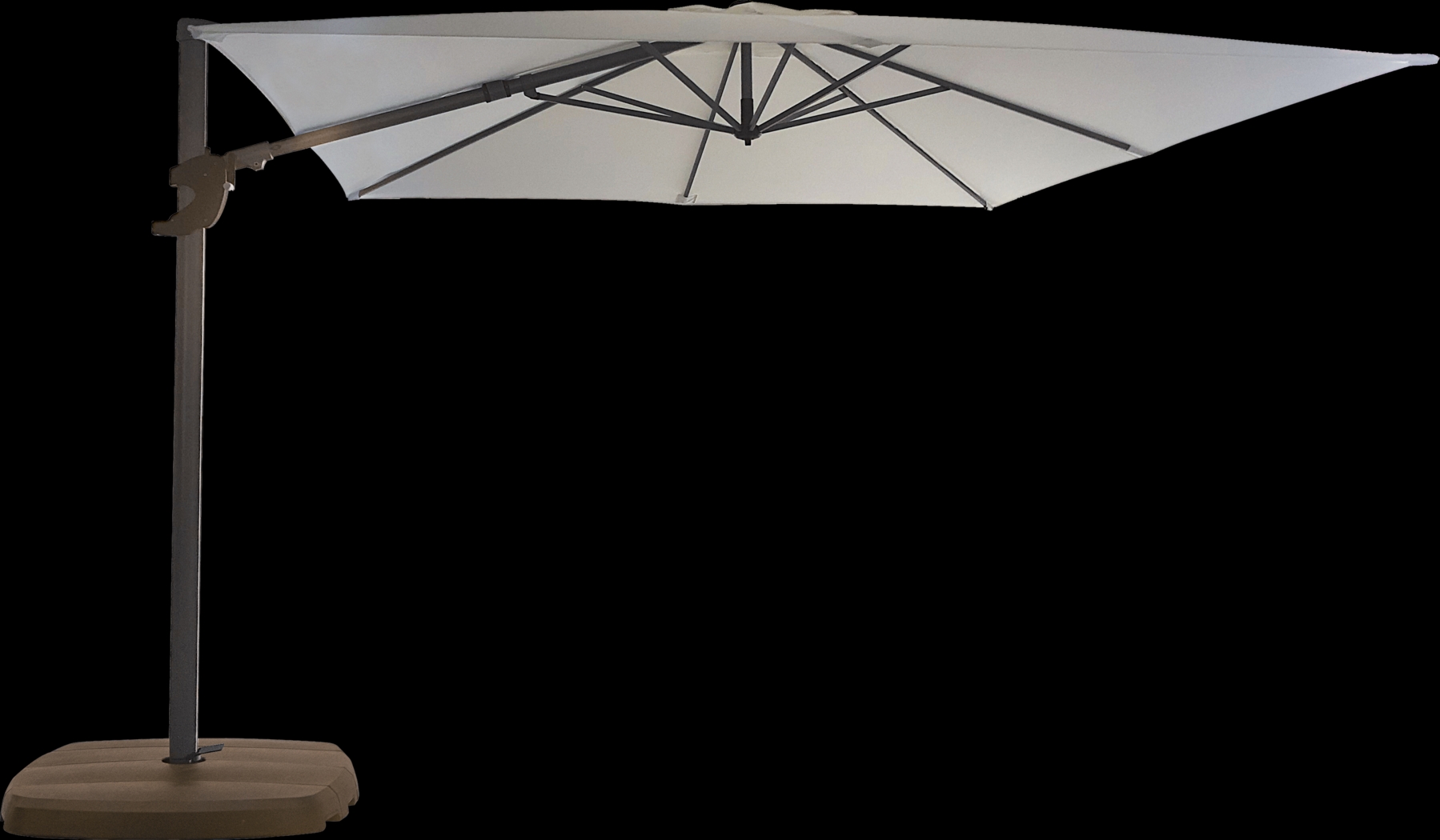 La Mesa Cove 10' Square Natural Outdoor Cantilever Umbrella with Base and Stand - Thumbnail - Image 1