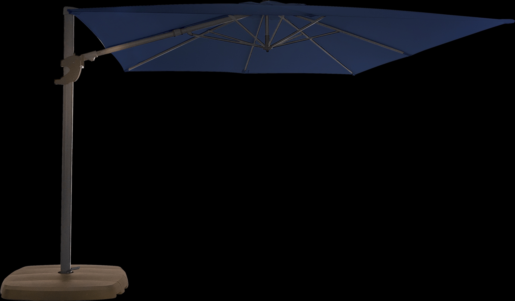 La Mesa Cove 10' Square Navy Outdoor Cantilever Umbrella with Base and Stand - Thumbnail - Image 1